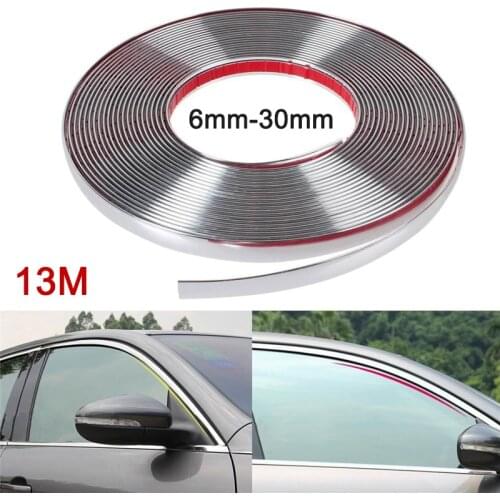 Silver Car Chrome Styling Decoration Moulding Trim Strip 6mm 8mm 10mm 12mm 15mm 20mm 30mm 13M Tape Auto DIY Protective Stickers