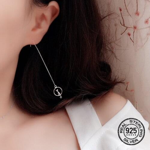 Tassel Earrings 925 Sterling Silver For Women Cat Moon New Fashion Retro Hot Sale High Quality Simple Girl Daily Jewelry INEFFA