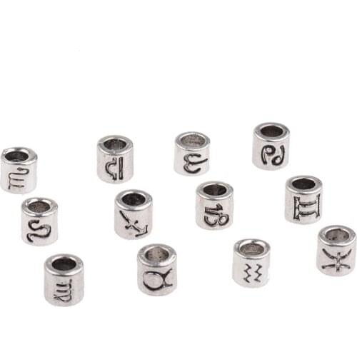 5pcs/Set 12 Constellations Beads For Bracelets Accessories Making Charms For Jewelry Diy Craft Spacer Bead Material Alloy Kralen