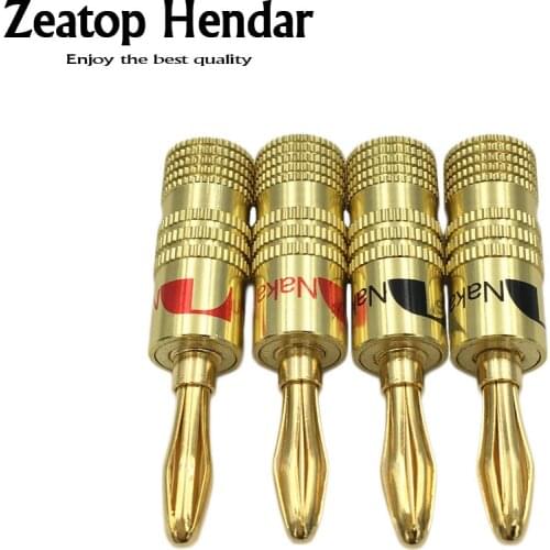 8Pcs High Quality All 24K Gold 4mm Nakamichi Banana Male Plug for Video Speaker Copper Adapter Audio Connector