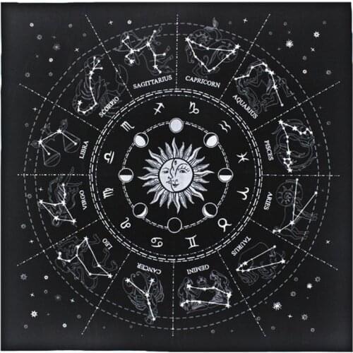 12 Constellations Tarot Card Tablecloth Board Game Velvet Divination Altar Cloth Oracle Cards Tarot Deck Witchcraft Supplies