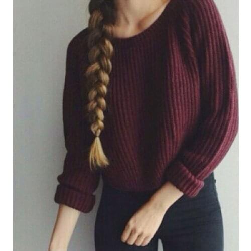 Autumn winter women sweaters and pullovers korean style long sleeve casual crop sweater slim solid knitted jumpers sweater mujer