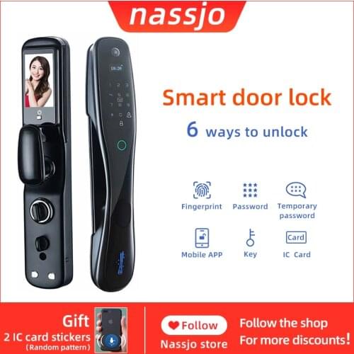 Nassjo Smart Door Lock Safe Digital Lock Biometric Fingerprint Lock Outdoor Built-in Large Screen And Camera Doorbell