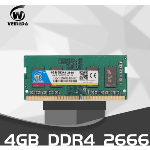 VEINEDA DDR4 4GB 8GB Laptop Memory 2400 2666MHZ PC4-17000 Laptop SO-DIMM Memory RAM 1.2V 260PIN