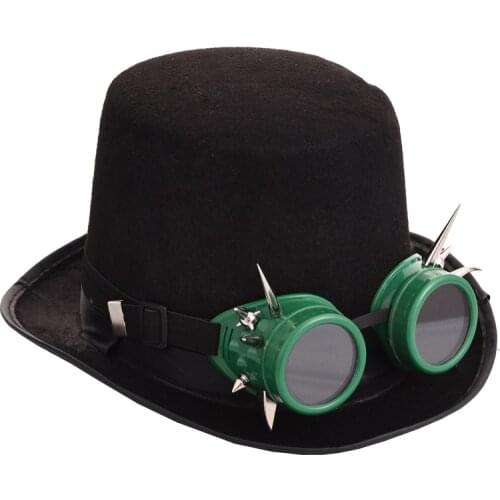 Vintage Retro Women Men Steampunk Hat Rivet Goggles Top Hats Gothic Cosplay Hats