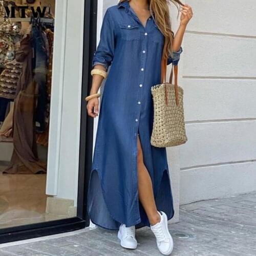 2020 Vintage Camouflage Shirt Dress Autumn Casual Long Sleeve Loose Maxi Dress Elegant Print Button Party Dresses