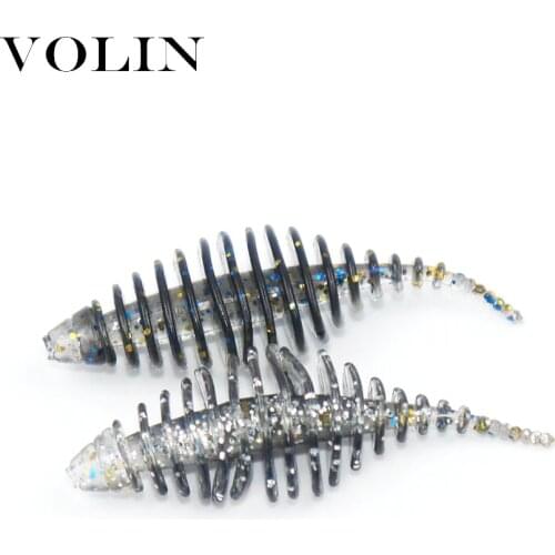 VOLIN NEW 50pcs Trout Fishing Lure 50mm 1.5g Soft Silicone Bait Rubber Artificial Fake Bait Fishing Baits Shad Wobblers Swimbait