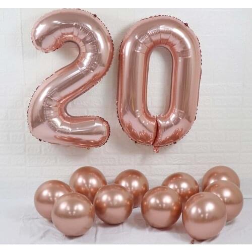 32inch Happy 20th 21st Birthday Aluminum Foil Number Balloon Rose Gold Silver Mens Womens Birthday Party Balloon Decoration