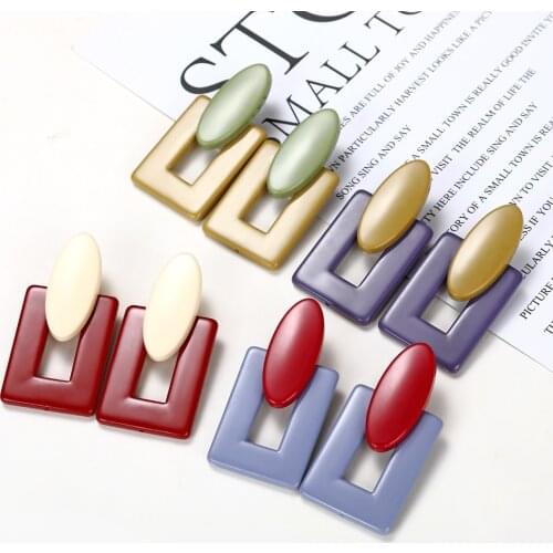 XIYANIKE New Hot Selling Square Geometric Acrylic Drop Earrings Trendy For Women Fashion Statement Jewelry Party Bar 2019 Gift