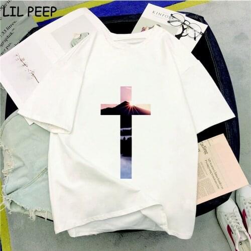 Funny Christian Cross God Jesus Faith Hope Graphic Tees Women Aesthetic Korean Clothes Harajuku T Shirt Punk Hip Hop Streetwear