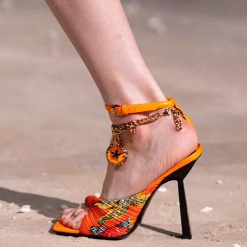 2021 New Sexy Fashion Week High Heel Sandals Woman Square Open Toe Rome Sandals 2021 Summer Party Plus Size Shoes Mujer