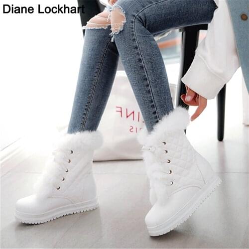 2021 Winter Woman Ankle Boots Fur Platform Snow Boot Ladies Plush Sneakers Flat Casual Shoes Woman Footwear Plus size 34-43