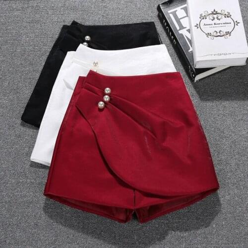 Shorts Women Spring and Summer 2020 New High Waist Loose Slimming Retro All-match Bright Silk Satin Skirt Shorts Ladies Short