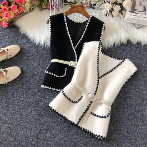 Vest women autumn winter small fragrance v-neck fur waistcoat high-end fashionable outerwear