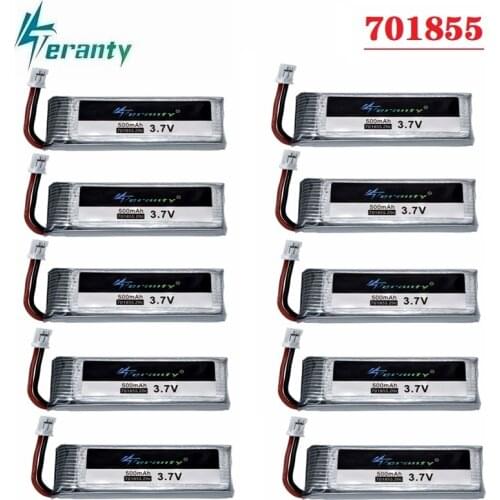 1-10Pcs Original 3.7V 500mAh Lipo Battery with PH2.0 Plug for RC Quadcopter Spare Parts 701855 4.2V Drone battery