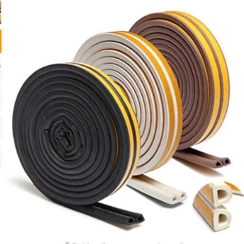 1pcs 5m Self Adhesive D Type Doors and for Windows Foam Seal Strip Soundproofing Collision Avoidance Rubber Seal Collision