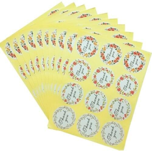 120 Pcs/lot Fresh Thank you 4-color Flower sealing sticker floral hoop Sticker Adhesive Sticker For Hand Made Gift