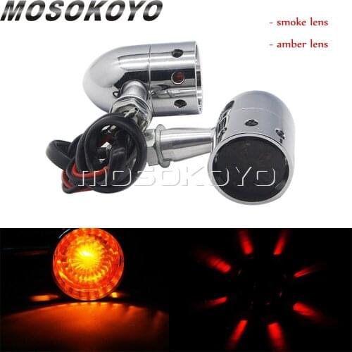 2pcs Chrome Aluminum Turn Signal Amber Light 10mm Motorcycle Smoke Lens Indicator Blinker Lamp for Cruisers Bobber Chopper