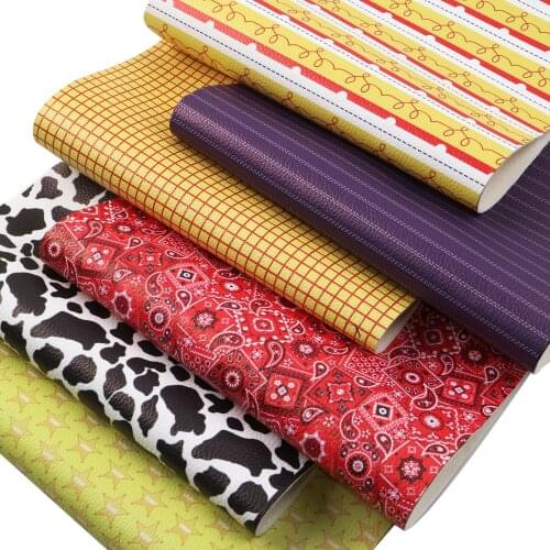20x33cmCartoon Theme Faux Leather Sheets Plaid Pattern Printed Synthetic Leather fabric for DIY Earrings Hair Bow,1Yc18356
