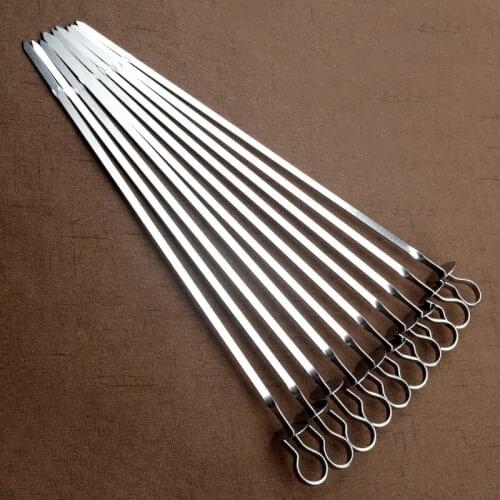 35cm Barbecue Skewers Stainless Steel Food Meat Kebab Flat Barbecue Needle Stick Fork Outdoor Picnic BBQ Accessories 6/10/12PCS