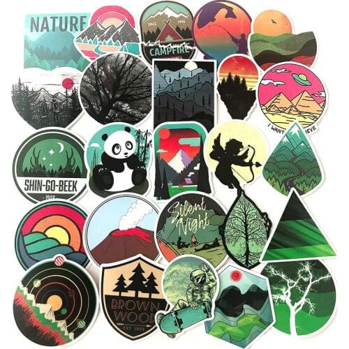 50PCS Outdoor Camping Computer Sticker Hike Travel Landscape Waterproof Refrigerator Mixed Decal For MacBook Graffiti Sticker
