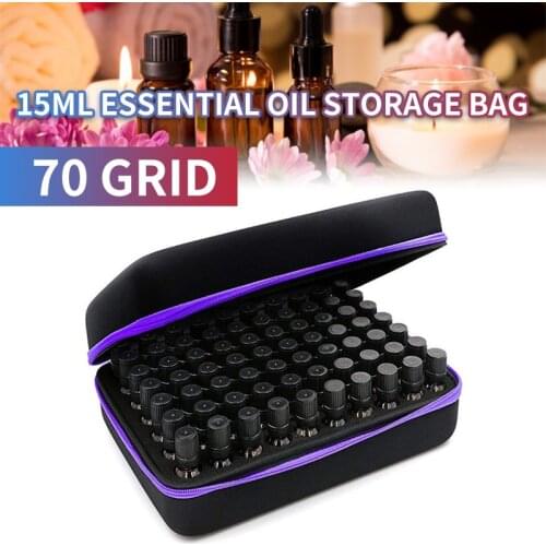 70 Bottles Essential Oil Case 15 ML Perfume Oil Essential Oil Box Travel Portable Carrying Holder Nail Polish Storage Bag