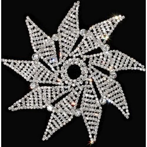 Free Shipping Wholesale10pcs/lot 5" Rhinestone Applique for Wedding Gown Bridal Sash Evening Wear Rhinestone Patch ML04
