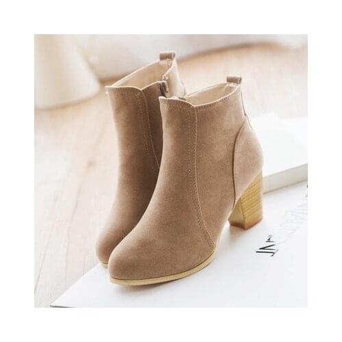 2021 New Women Ankle Boots Comfort Low Heels Shoes Woman Short Riding Booties Sexy High Heels Plus Size 35-41