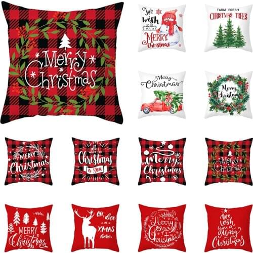 Christmas Decorative Cushion Cover Sofa Car Office Pillow Case Merry Christmas Home Decor Throw Pillow Case 45x45cm