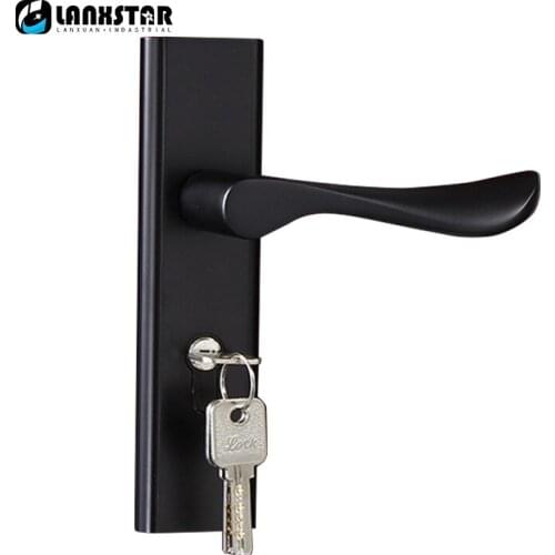Dedecates Black Color Sub Space Aluminum Door Lock Indoors Handle Locks Silent Lockset Room Door-locks