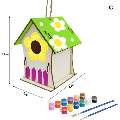 DIY Nest House Bird House Bird Box Handmade Wooden Box Cage Outdoor Birdhouse Garden Yard Hanging Pet Products Crafts