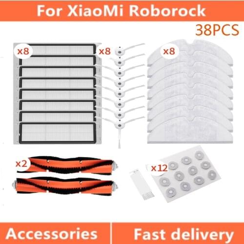 For Xiaomi Mijia Mi 1s Roborock S50 S55 Robot Vacuum Cleaner Main Brush Roller Hepa Filter Dust Box Rag Water Tank Spare Parts