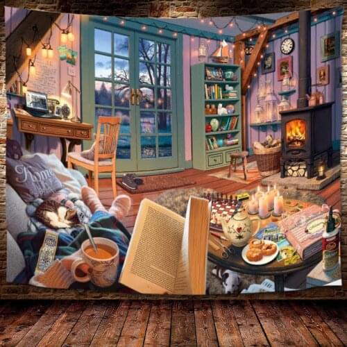 Oil Painting Tapestry Wall Hanging Living Room Art Wall Decor Tapestries Blanket Beach Mat High Definition