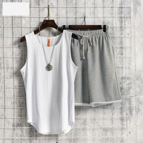 Summer Men Casual Sport Suit Quick Dry Jogger Shorts Set Vest + Shorts Sets Male Tracksuit Cotton Breathable Sportswears 3XL 4XL