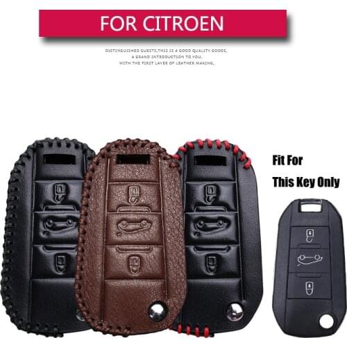 Leather Car Key Case Cover For Citroen C3 C1 C2 C4 Picasso Cactus C5 X7 Aircross Berlingo DS5 DS3 2020 Key Holder Accessories