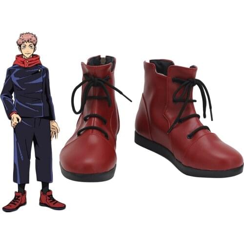 Yuji Itadori Red Boots Cosplay Jujutsu Kaisen Yuji Itadori Cosplay Shoes Customized Boots for Unisex
