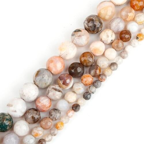 Fashion 4/6/8/10MM Natural Stone Bamboo Leaf Carnelian Agates Round Beads Fit Jewelry Making Bracelet DIY Craft 15" Strand
