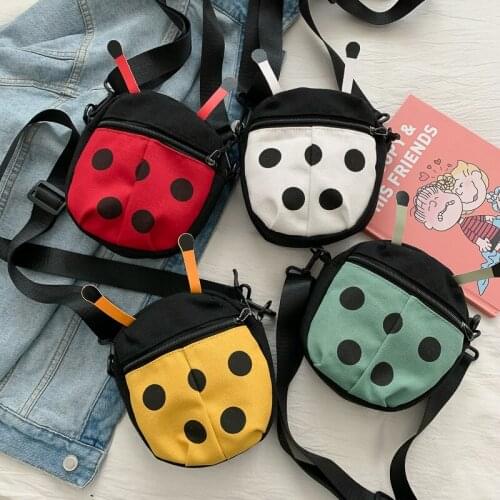 M456 Lovely Cartoon Messenger Bag For Women Children Cute Ladybug Canvas Bag