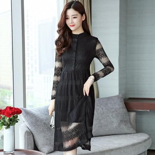 MLCRIYG New Spring Autumn Womens Dresses Elegant Lace Dress Women Long Slim Party Dress Long Sleeve vestidos YQ326