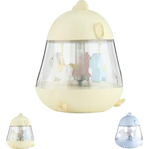 Music Box Cartoon Carousel Chicken Shape USB Charge Bedside Musical Lamp Bedroom Touch Switch Table Light Whirligig Music Box
