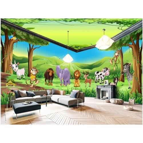 Custom mural 3d photo wallpaper Cartoon forest animal paradise full house wall Home decor living room wallpaper for wall 3 d