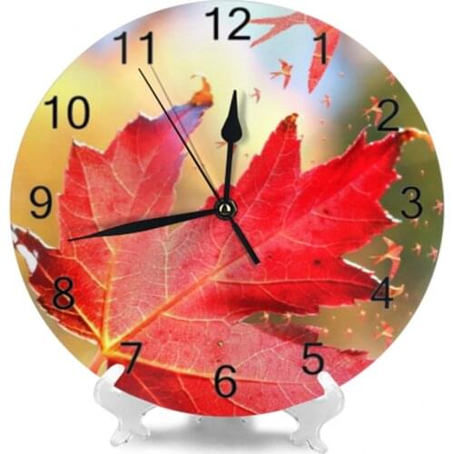 25CM Maple Leaf Wall Clocks Round Clocks Numeral Digital Dial Mute Silent Fashion Digital Clocks Battery Operated Clocks