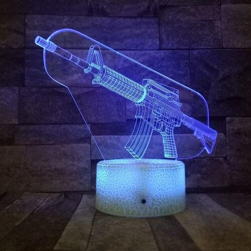 Toy Gun 3D Led Optical Illusion Night Light 7 Colors Change Table Lamp Touch Button Creative Baby Sleep Lighting For Boys Gift