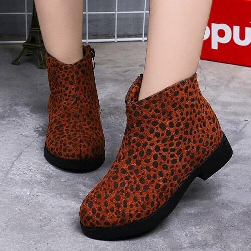 Autumn Winter Big Girls Leopard Print Plus Velvet Boots For Kids Children School British Style Ankle Short Boots New 2020