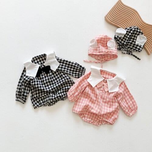 0-3T Newborn Kid Baby Girl Clothes Autumn Plaid Bodysuit Elegant Cute Sweet Jumpsuit Lovely Cotton Body Top New born Outfit