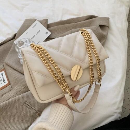 Luxury Chains Pu Leather Shoulder Bags for Women 2021 Fashion Solid Color Female Bag Travel Womens Brand Designer Handbags