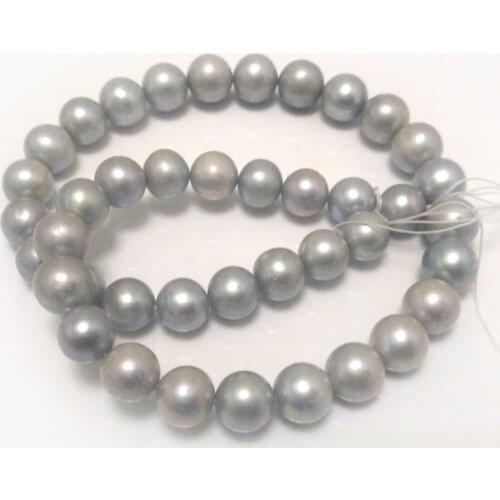 16 inches 10-11mm Silver Natural Round Freshwater Pearl Loose Strand