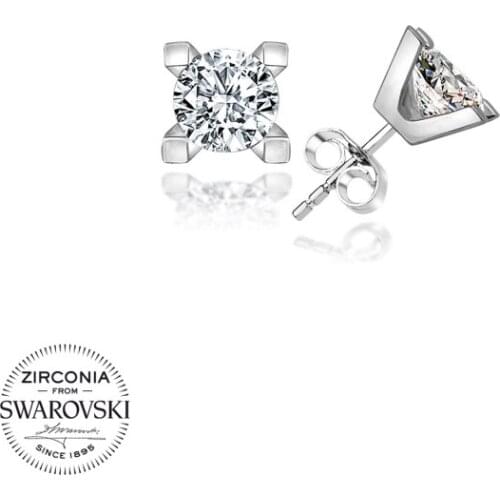 Silverlina Silver Swarovski Zirconia Cubic Zirconia Solitaire Earrings