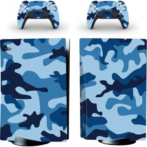 Camo Color PS5 Standard Disc Skin Sticker Decal Cover for PlayStation 5 Console and 2 Controllers PS5 Skin Sticker