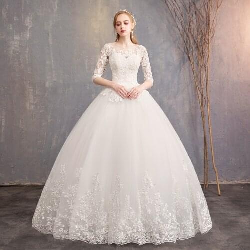 Half Sleeve Wedding Dresses 2020 New Vintage Lace Embroidery Ball Gown Wedding Dress Muslim Arabic Bridal Gowns Vestido De Noiva